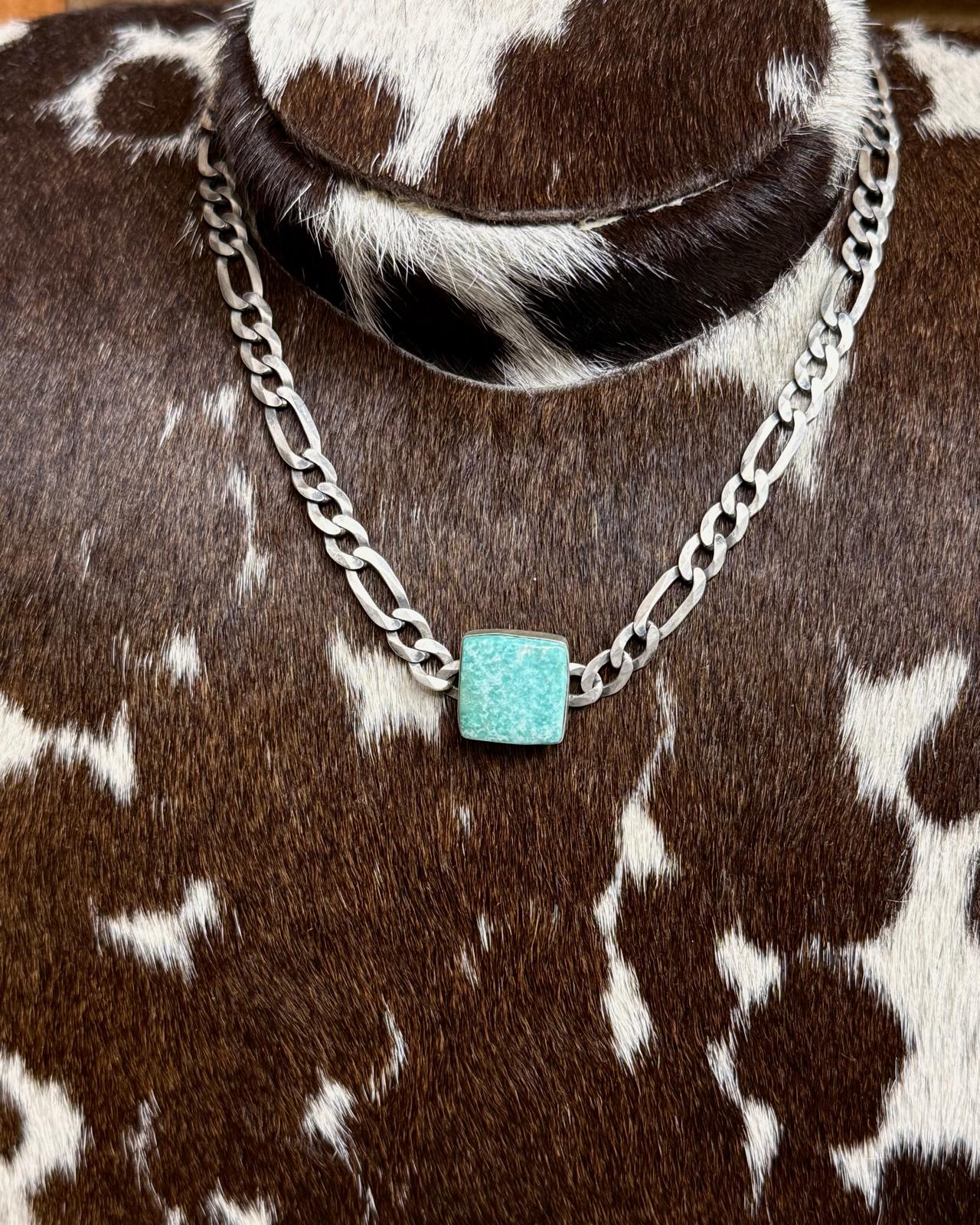20" One Stone Square Chain Necklace *Native