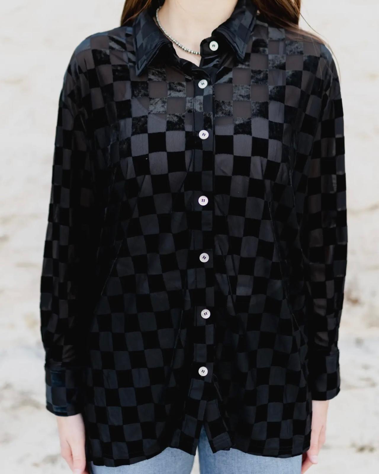 Velvet Checkmate Button Up