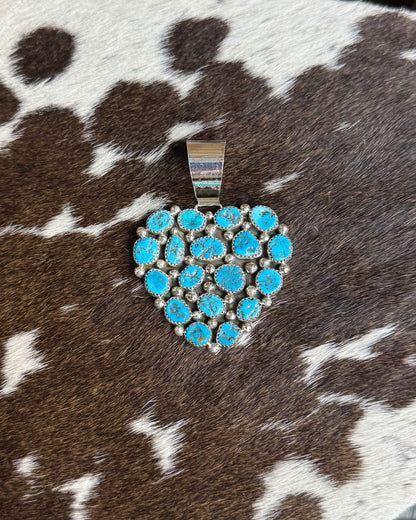 Turqouise Pebbled Heart Pendant  *Native