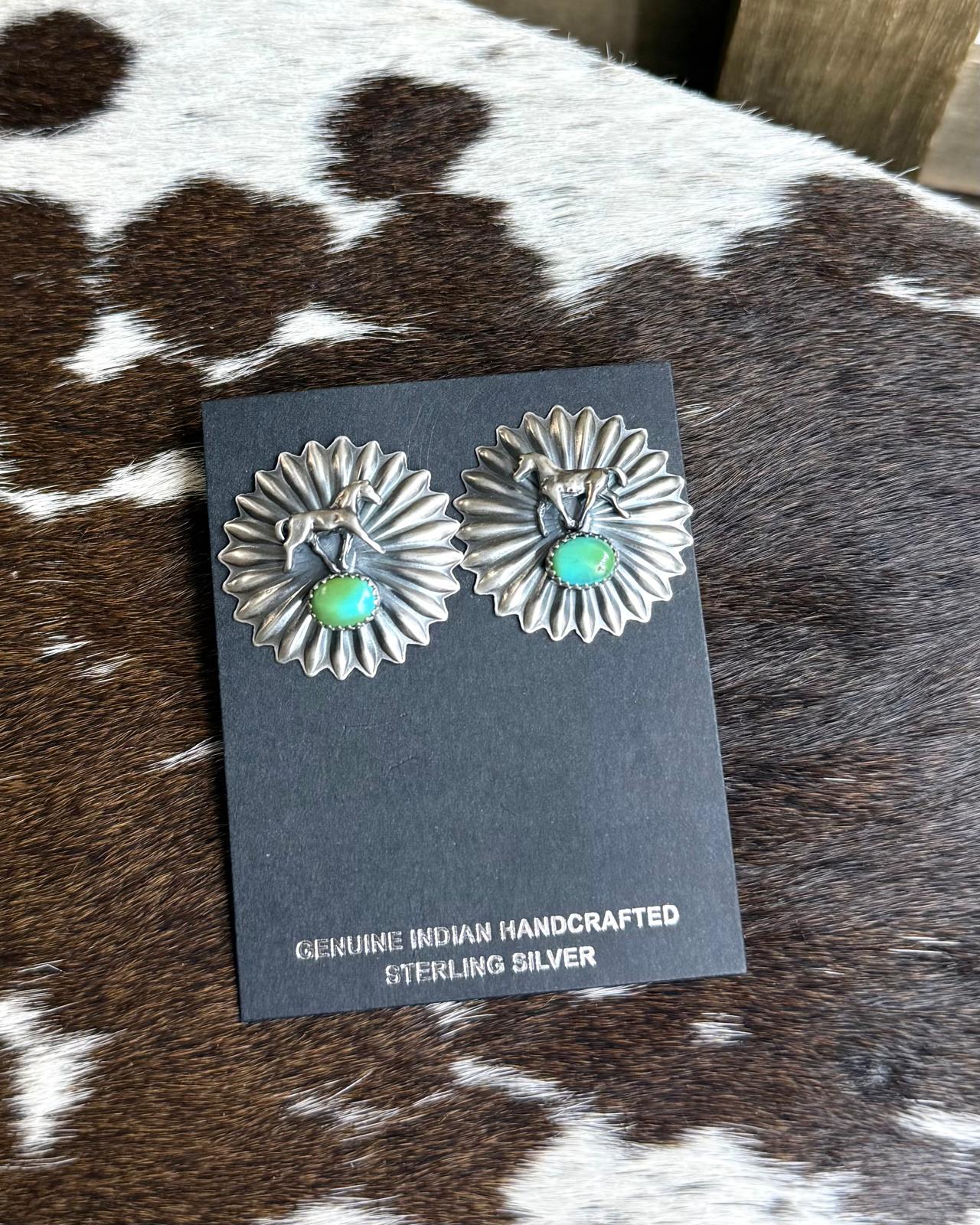 Sterling Sonoran Horse Concho Earrings *Native