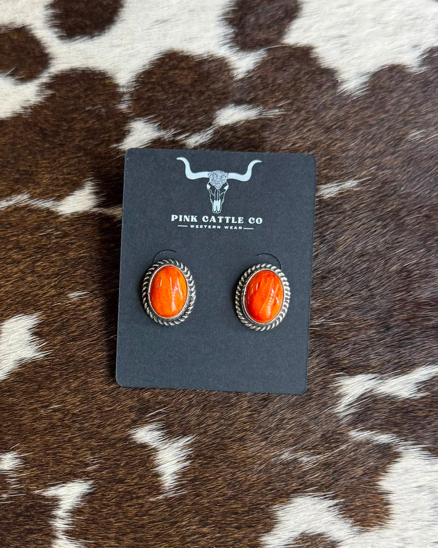 Orange Spiny Simple Earrings *Native