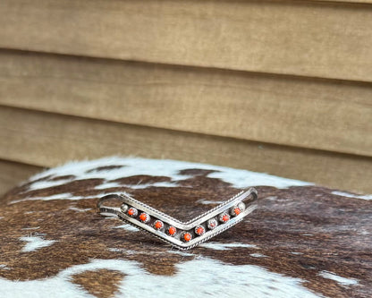 Zuni Coral Stone Cuff *Native