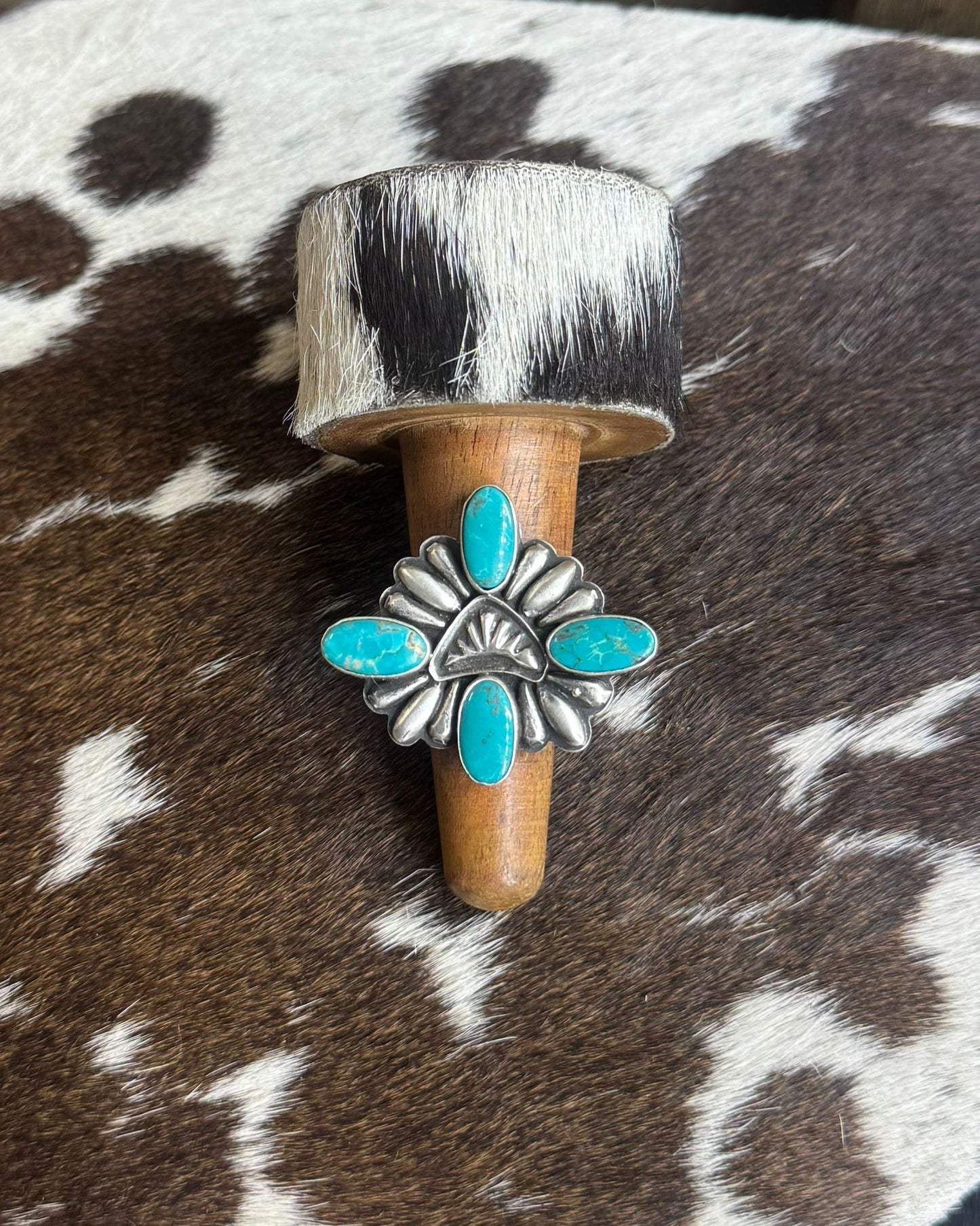 Four Stone Turqouise Blossom Ring Adj *Native