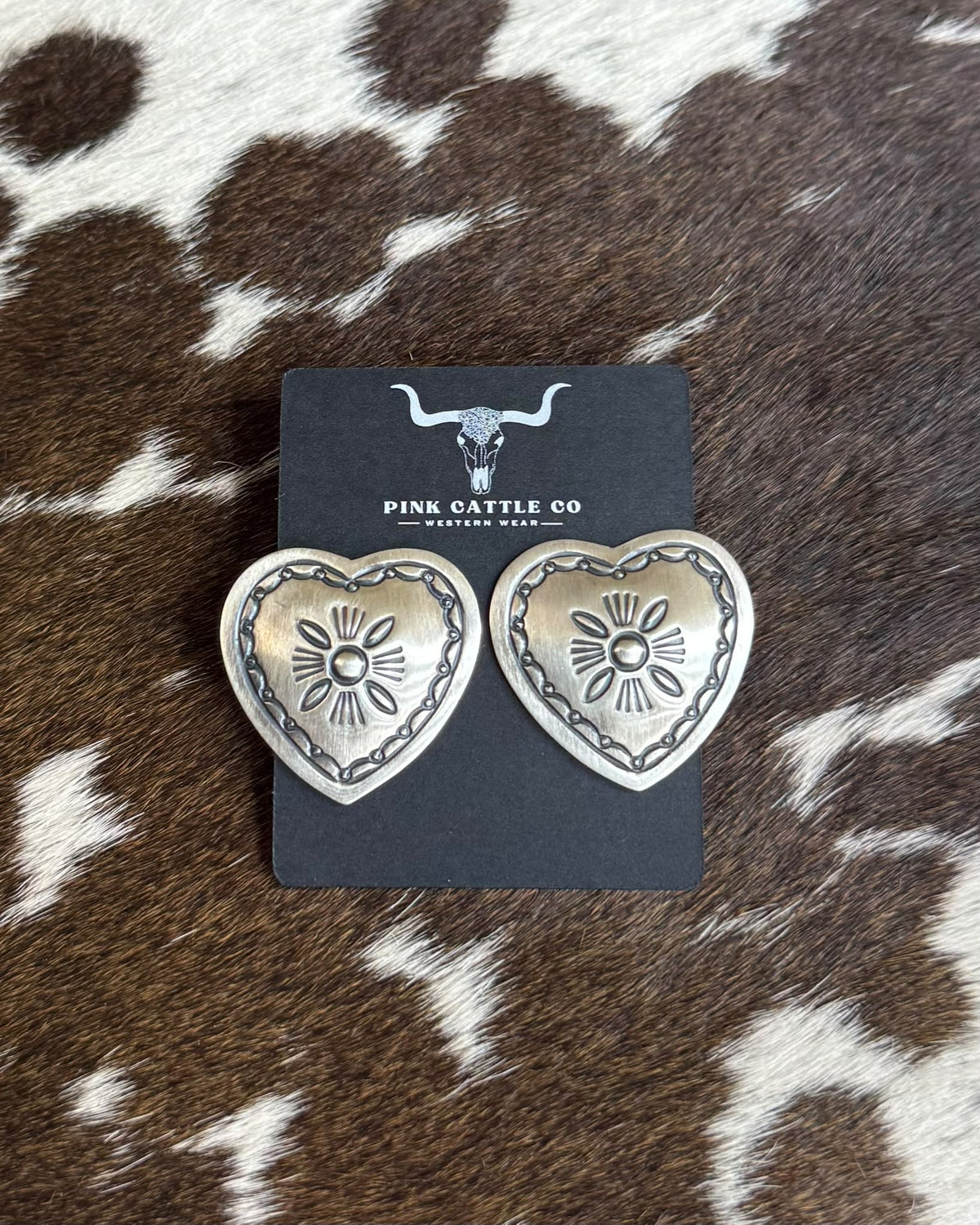 Silver Stamped Heart Stud *Native