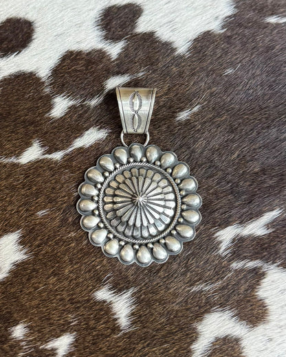 Round Silver Scalloped Pendant *Native (Copy)