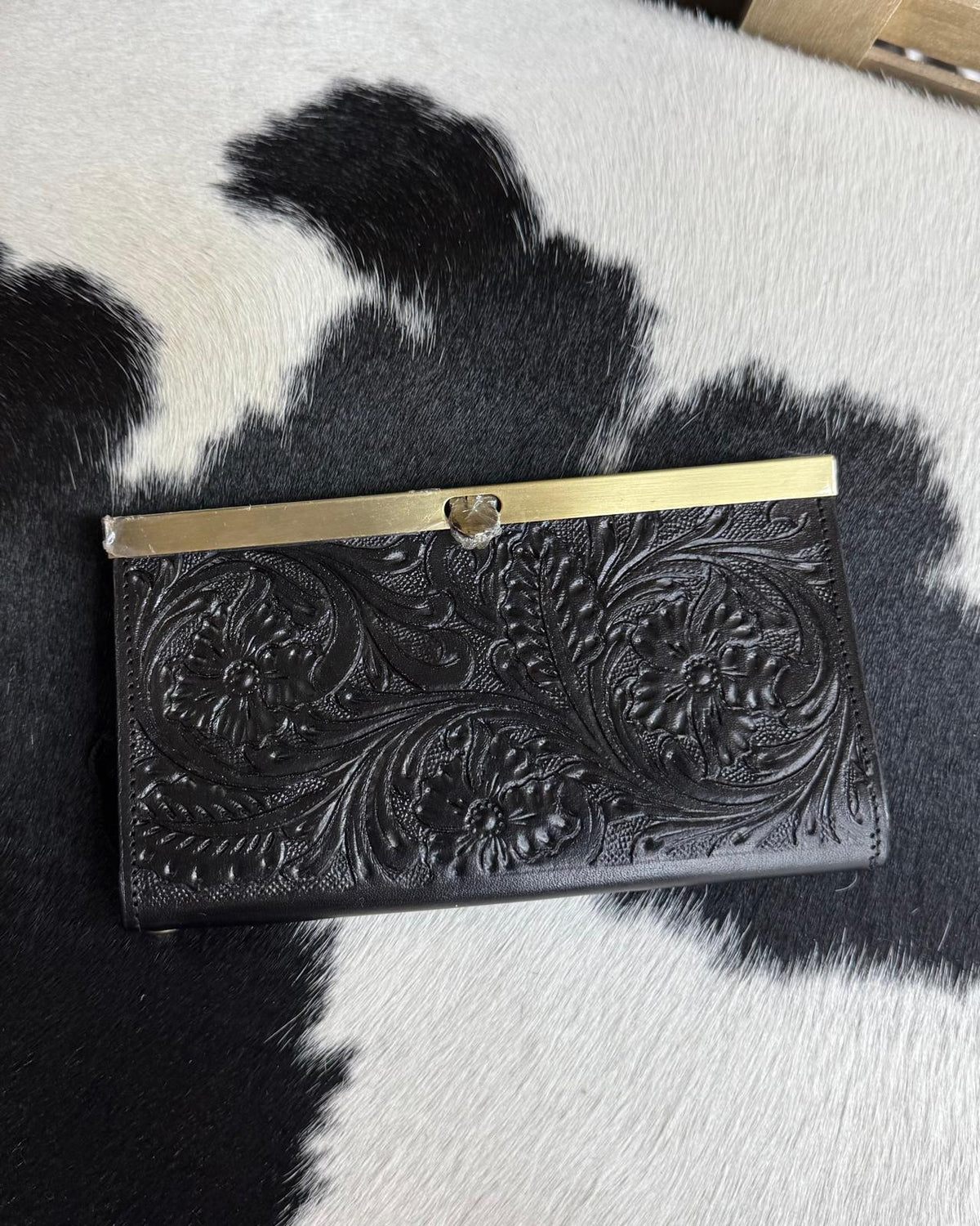 Black Tooled Clutch Wallet