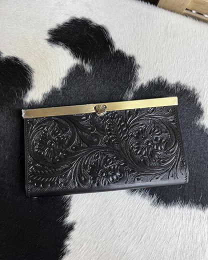 Black Tooled Clutch Wallet