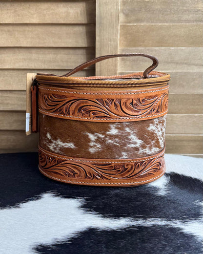 Brown Tooled Cowhide Jewelry Box