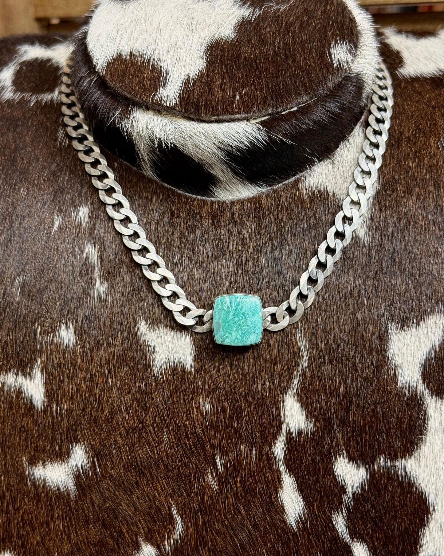 20" One Stone Square Chain Necklace *Native