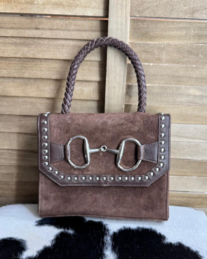 Brown Suede Snaffle Bit Handbag