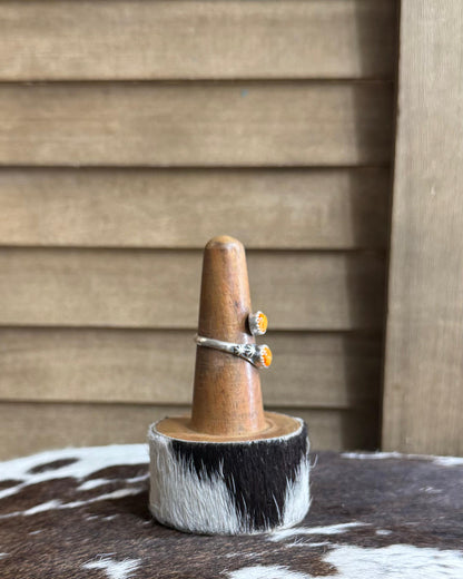 Spiny Double Stone Starburst Adj Ring * Native