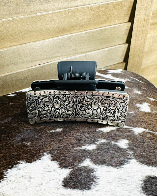Western Silver Pattern Hair Clip
