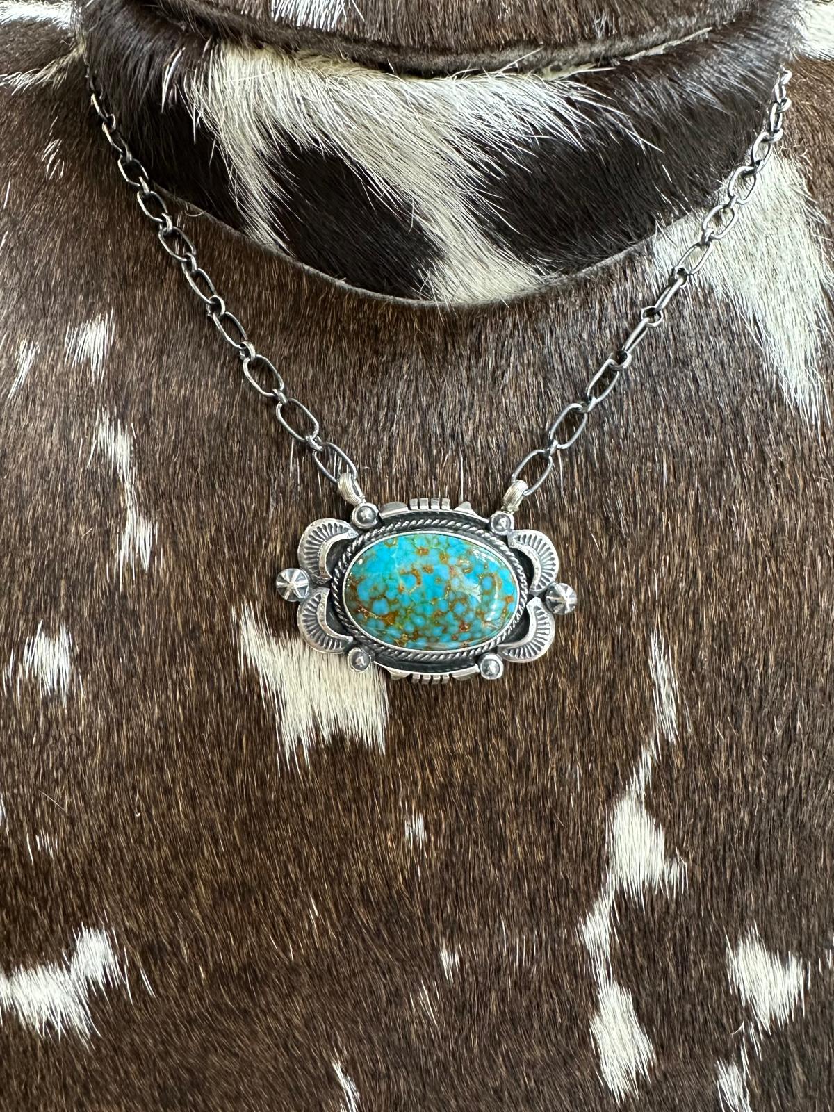 Stamped Scallop Kingman Web Necklace *Native