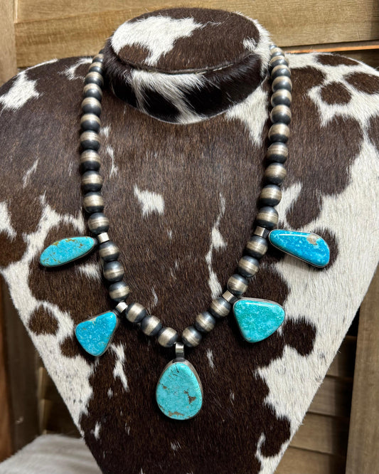 Chimney Butte 5 Stone Chunky Pearl Necklace *Native