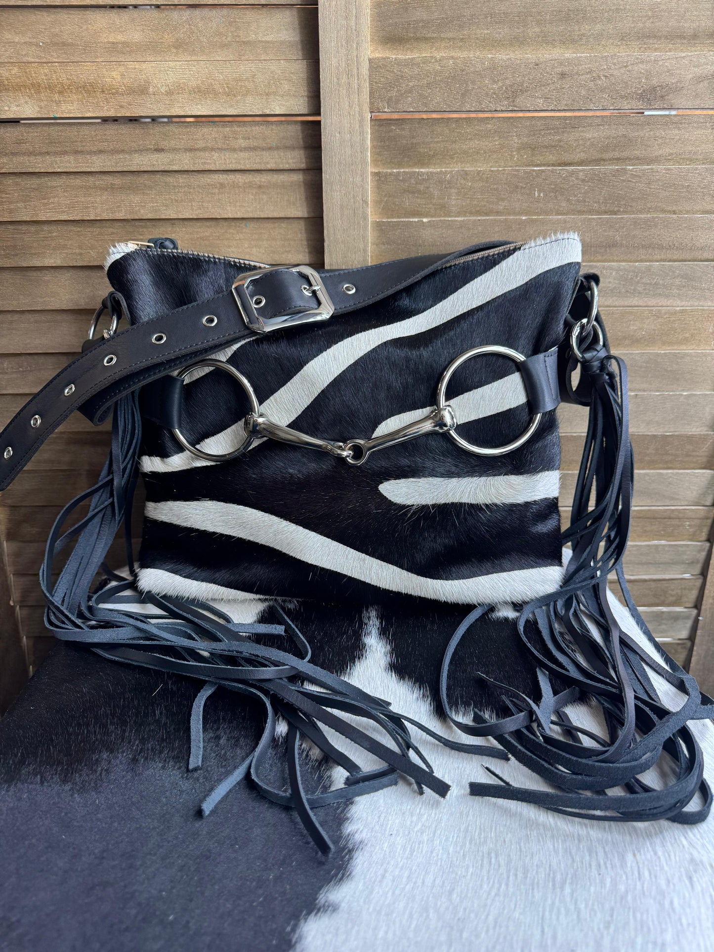 Snaffle Bit Zebra Shoulder Bag