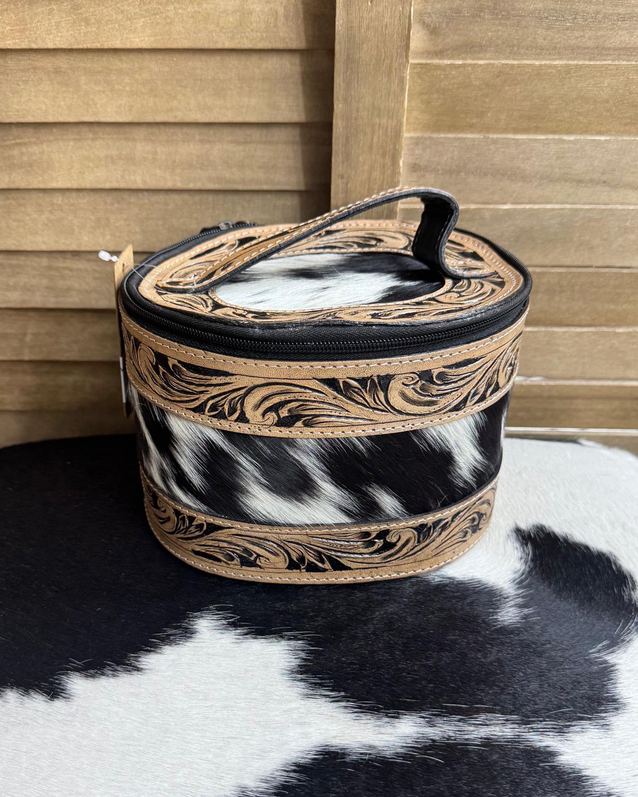 Black Tooled Cowhide Jewelry Box