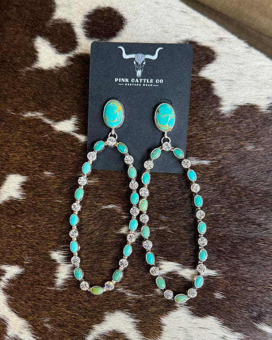 Turquoise Oval Sparkle Earrings *Native
