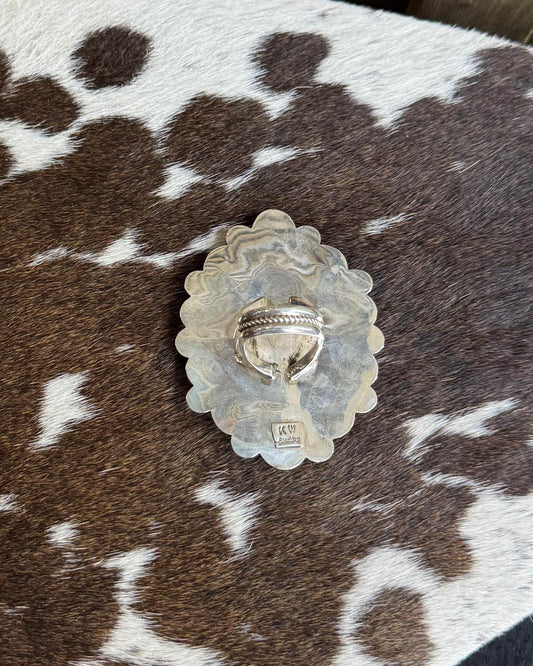 Sz 7 Blue Kingman Cluster Ring * Native