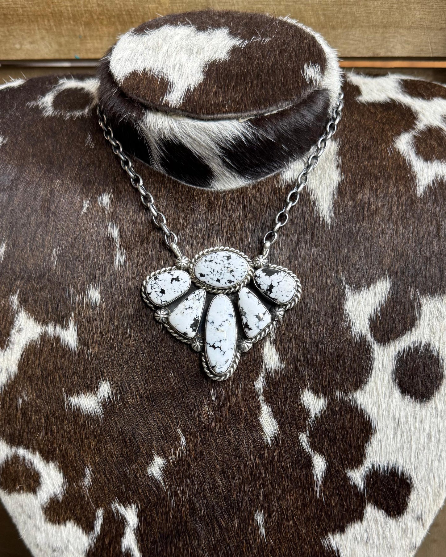 17" White Buffalo Half Cluster Necklace *Native