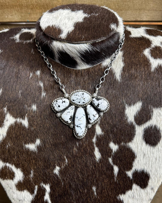 17" White Buffalo Spiny Half Cluster Necklace *Native