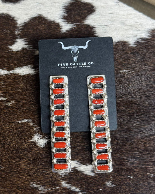 Coral Long Bar Earrings*Native