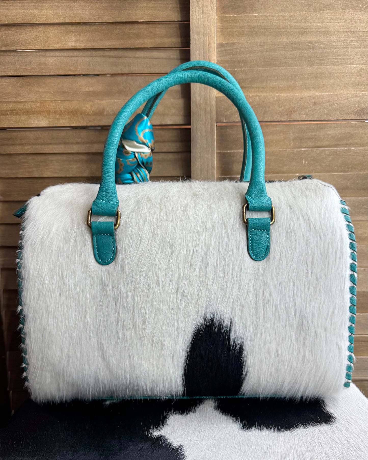 Turquoise LG Loui Upcycled Cowhide Speedy