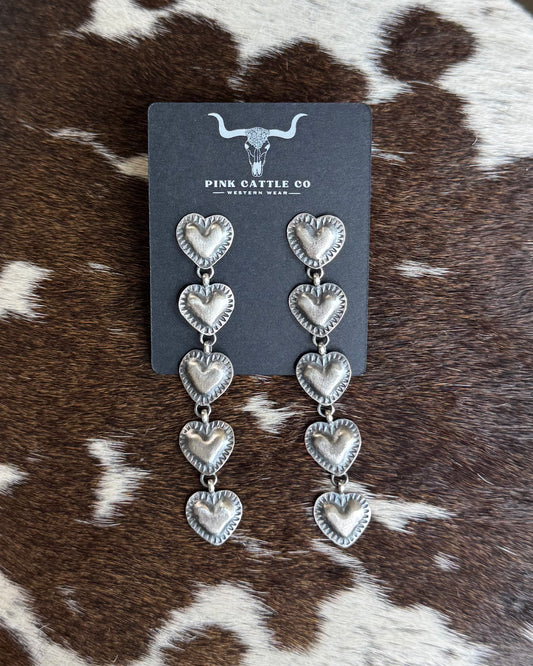 Silver Heart Dangle Earrings *Native