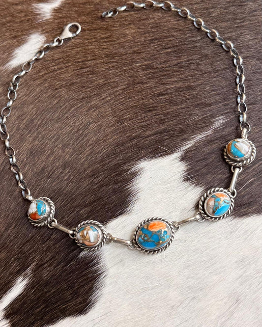 Spiny Turquoise 5 Stone Choker *Native