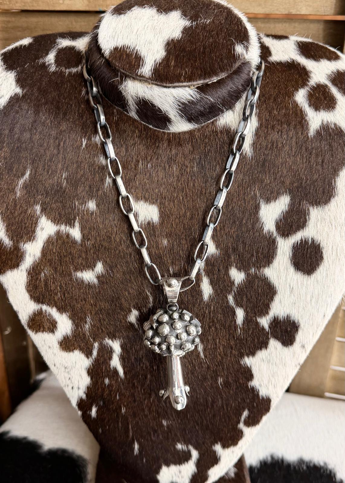 Studded Cross Blossom Paperclip Chain Necklace *Native
