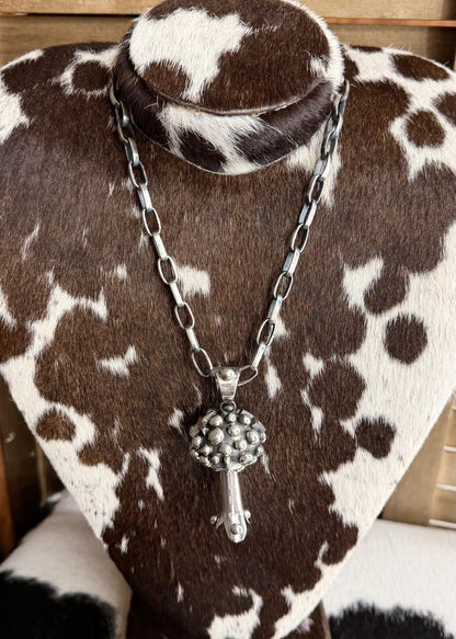 Studded Cross Blossom Paperclip Chain Necklace *Native