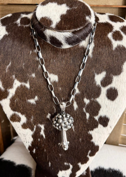 Studded Cross Blossom Paperclip Chain Necklace *Native