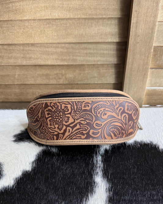 Brown Tooled Sunglasse Case