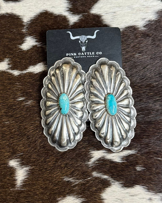 Rita Lee Blue Concho Earrings *Native