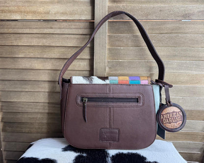 Multi Checkered & Cowhide Purse
