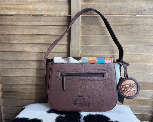 Multi Checkered & Cowhide Purse