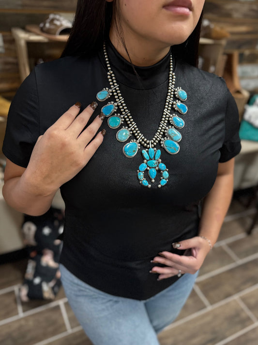 Kingman Statement Squash Blossom Necklace *Native