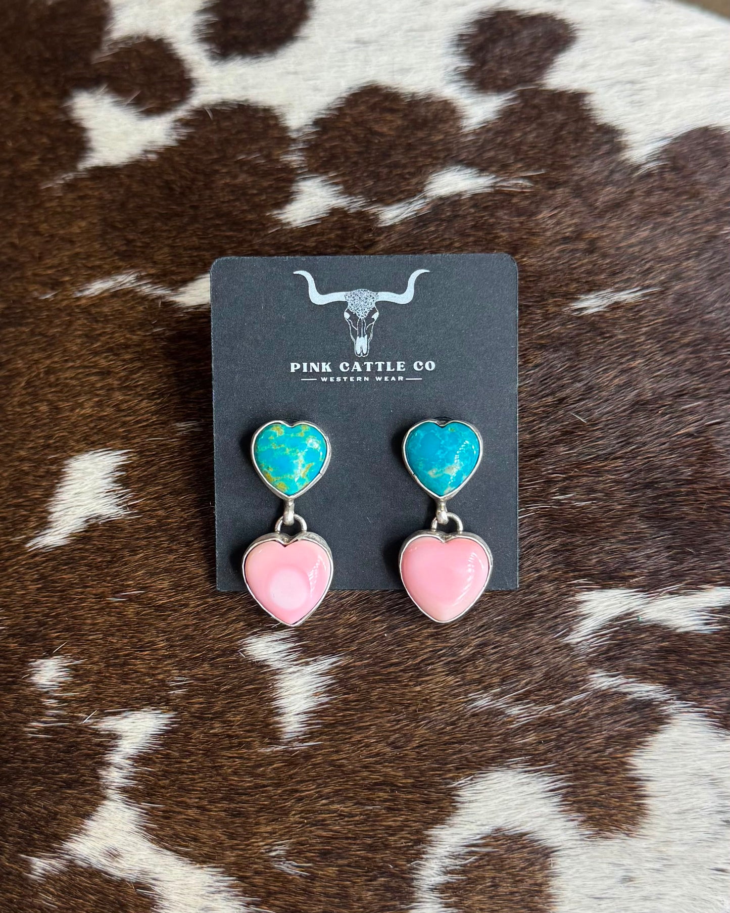 Double Heart Drop Earrings *Native