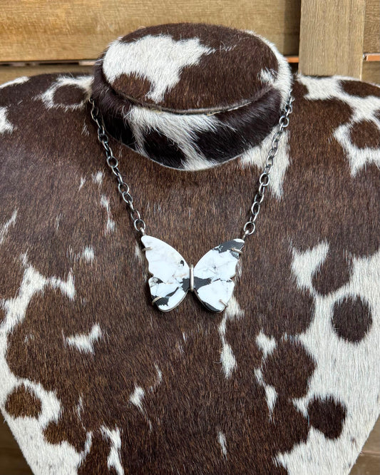White Buffalo Butterfly Waterproof Necklace *Native