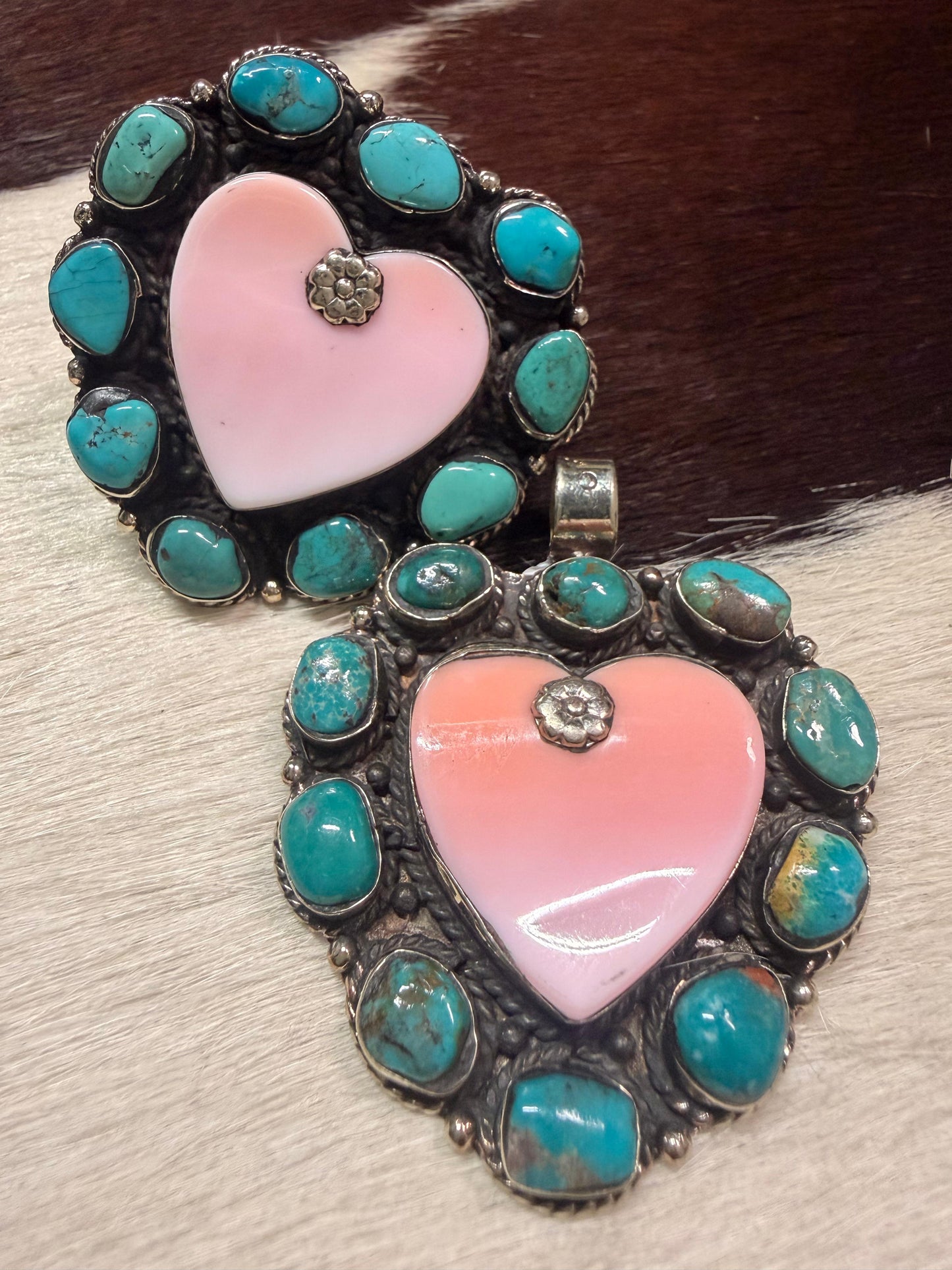 Pink Conch Heart Set *German Silver