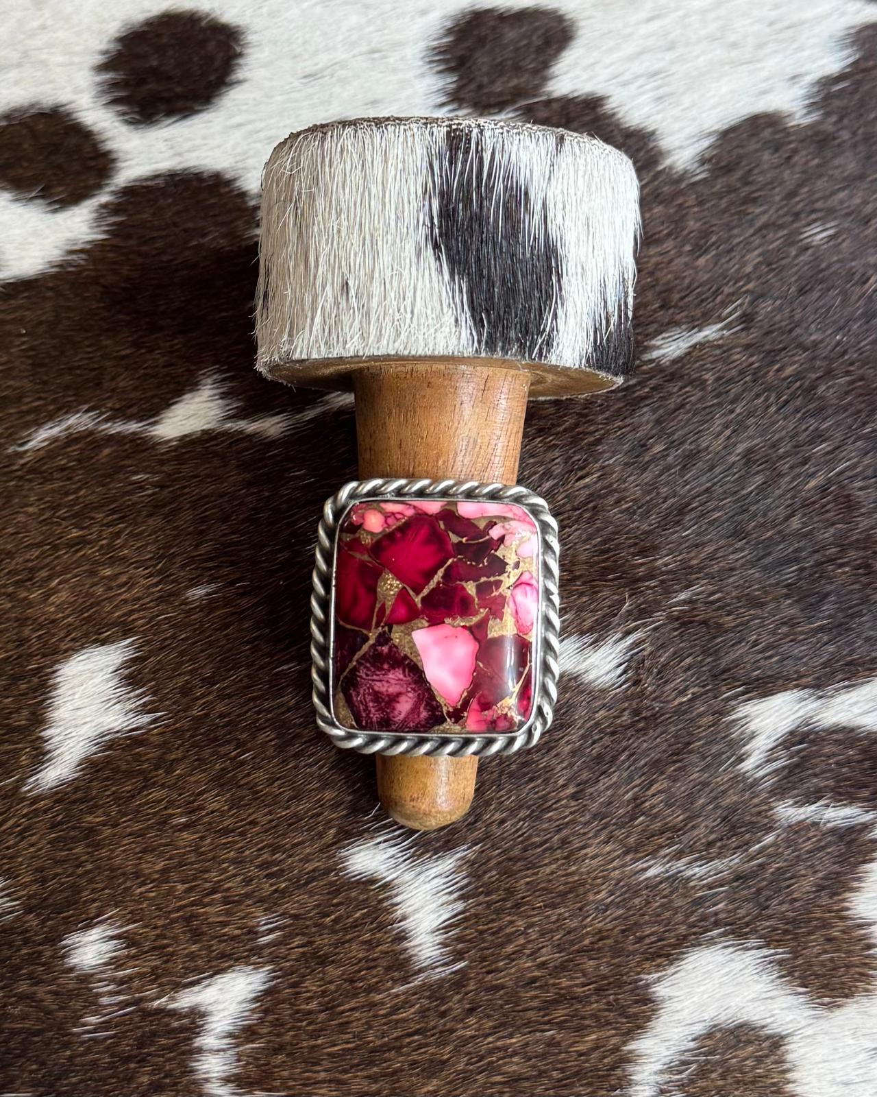 Rose Dahlia Square Adj Ring