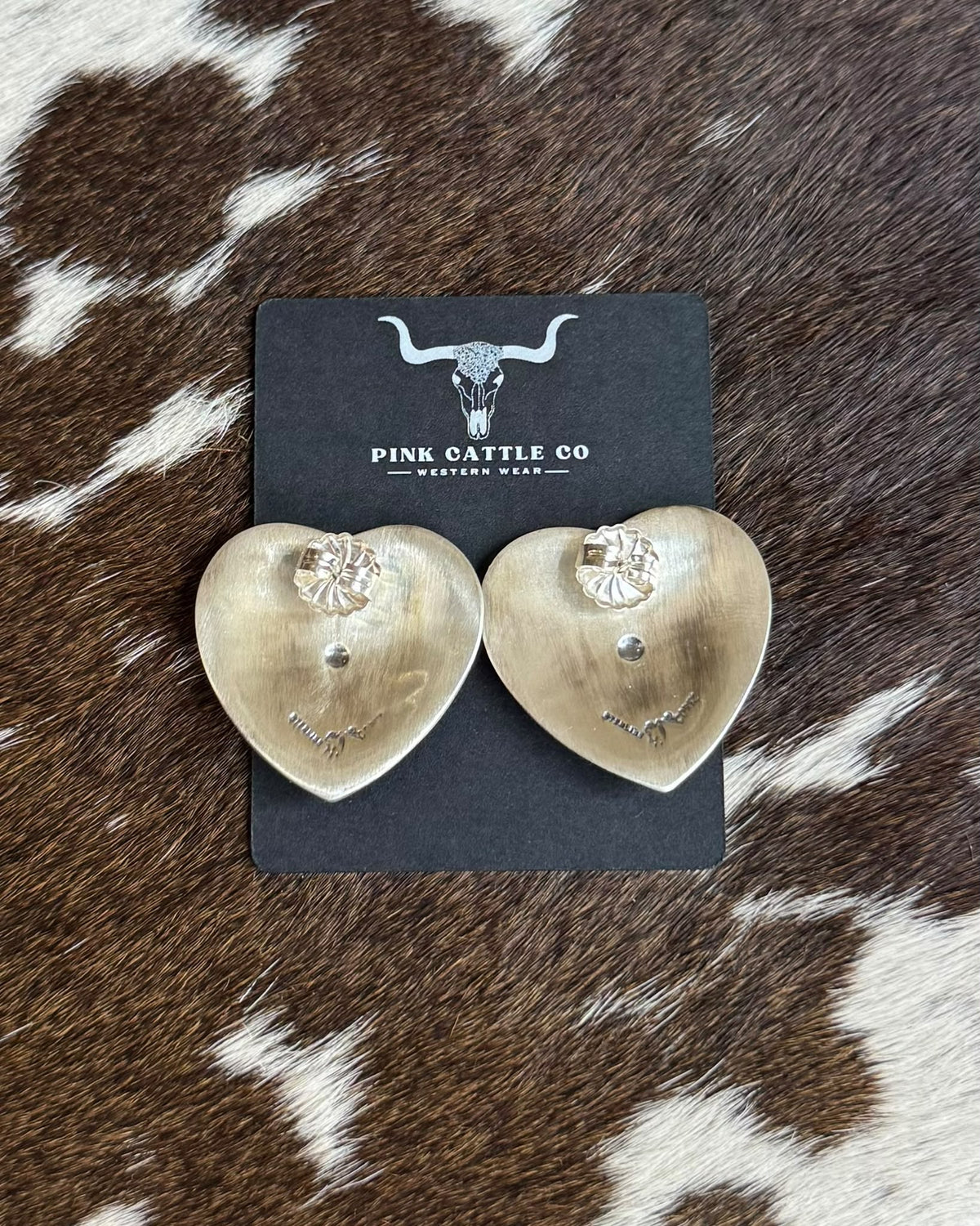 Silver Stamped Heart Stud *Native