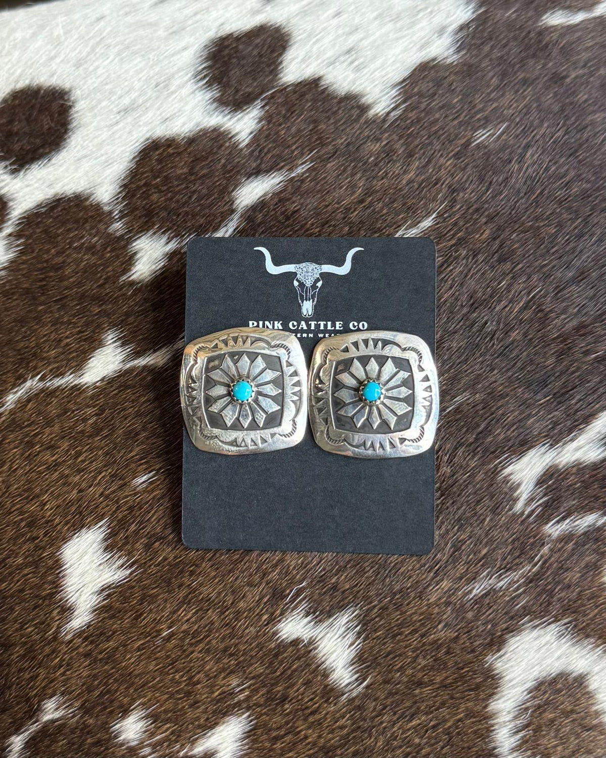 Turqouise Square One Stone Stud *Native