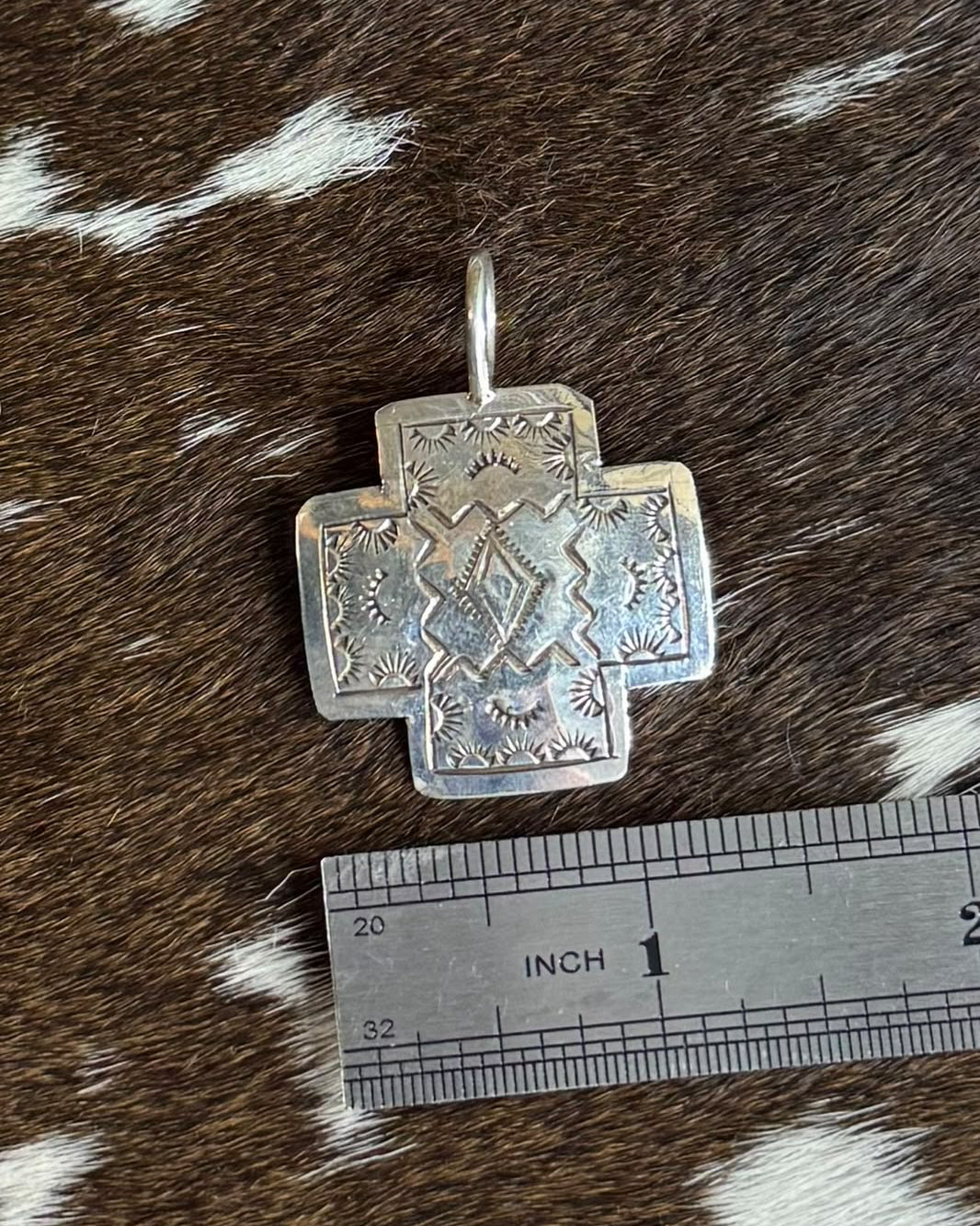 Small Silver Stamped Cross Pendant *Native