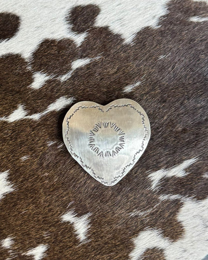 Silver Stamped Heart Pin *Native