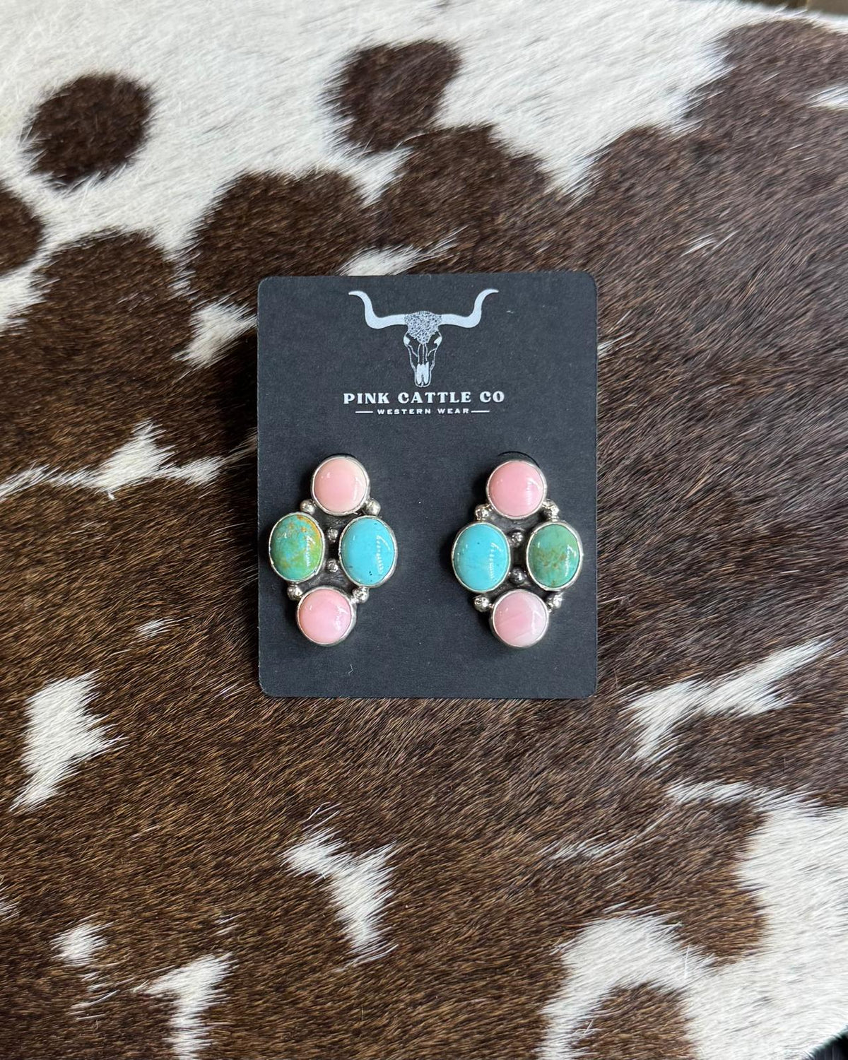 Pink & Turqouise 4 Stone Stud *Native