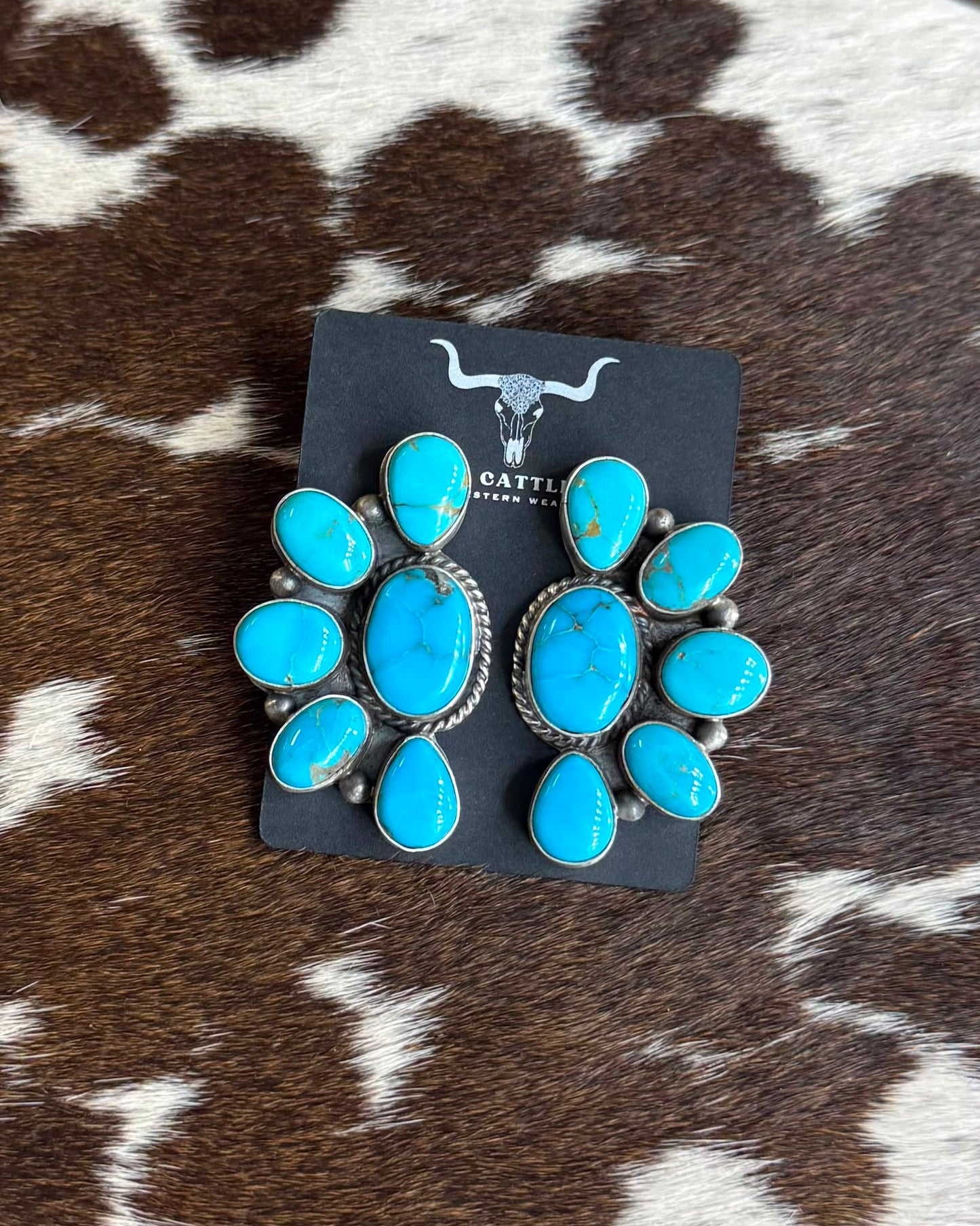 Blue Half Cluster Earrings *Native