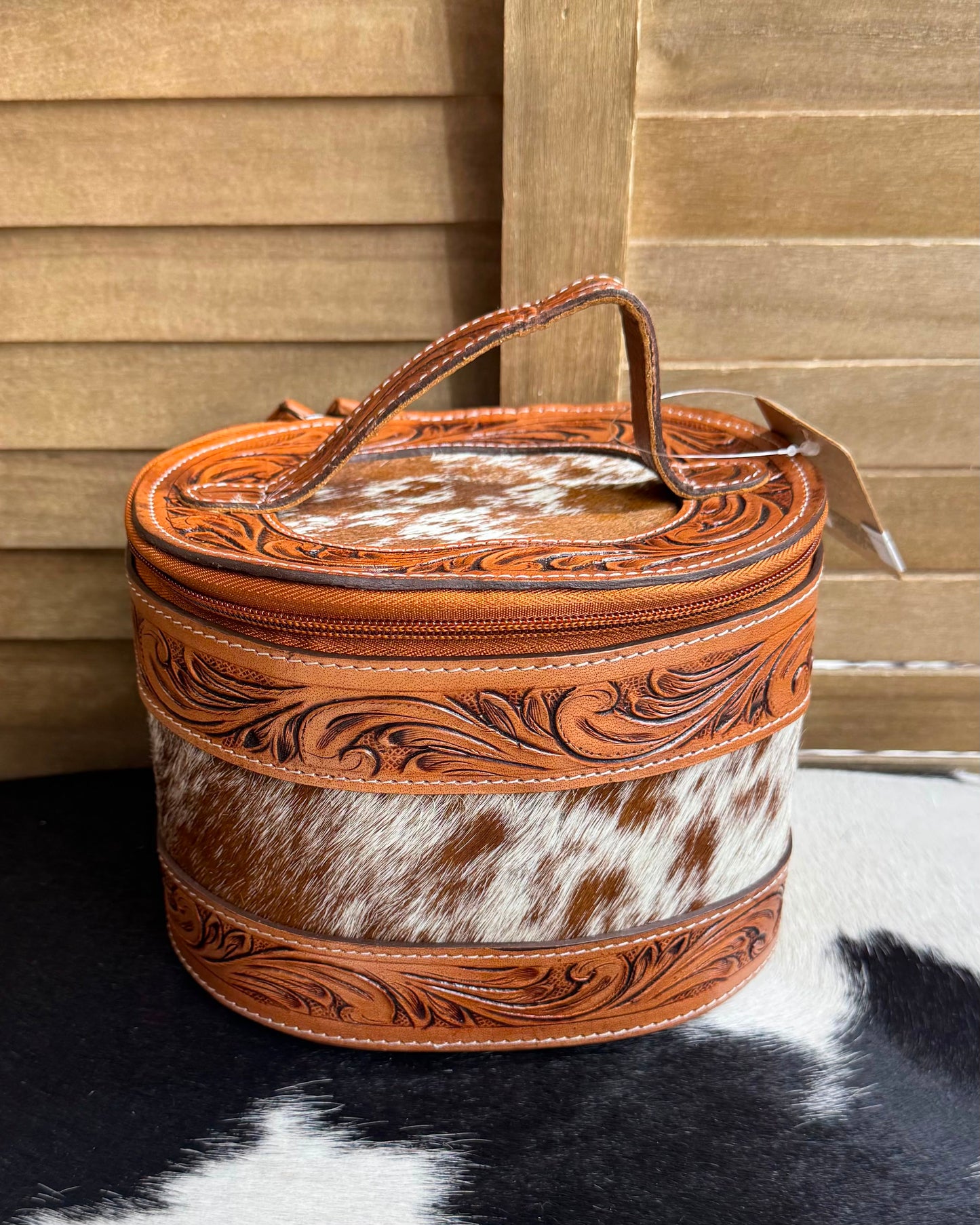 Brown Tooled Cowhide Jewelry Box