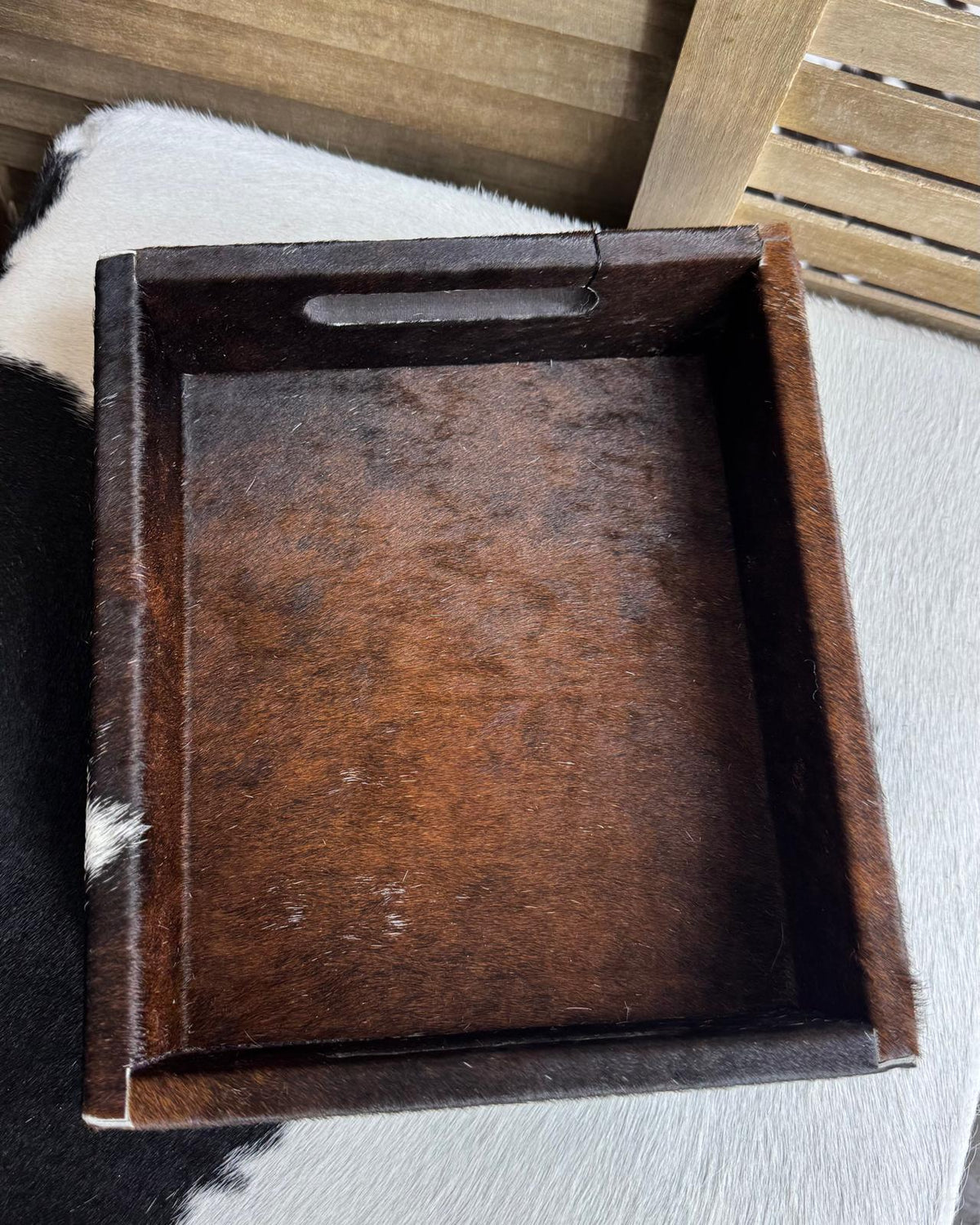 Brown & Black Cowhide Jewlery Tray
