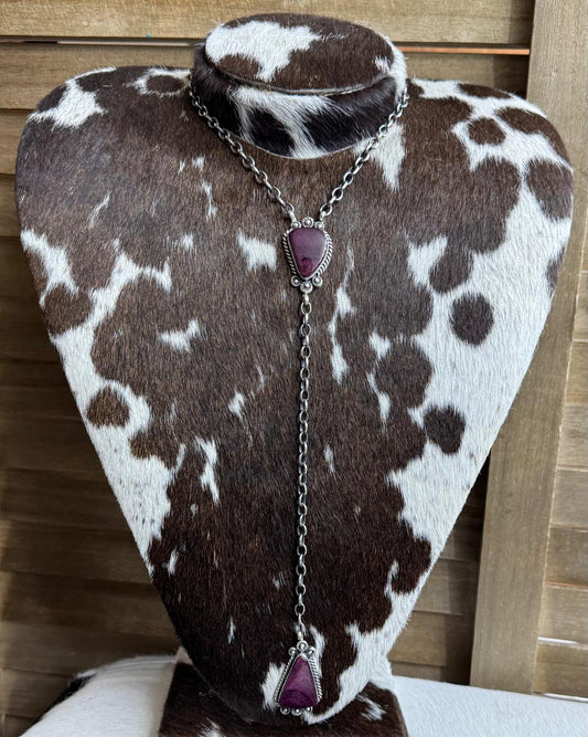 Purple Spiny 2 Stone Lariat *Native