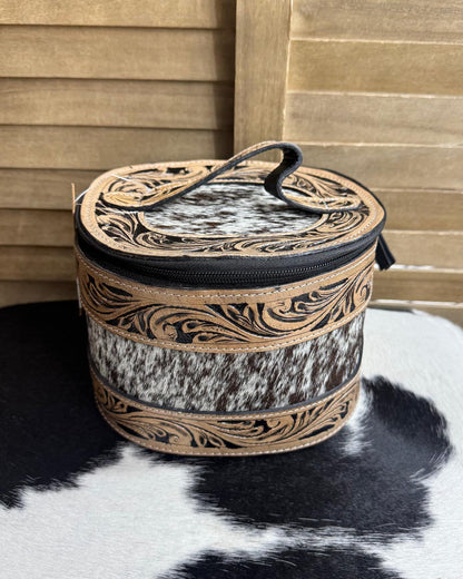 Black Tooled Cowhide Jewelry Box